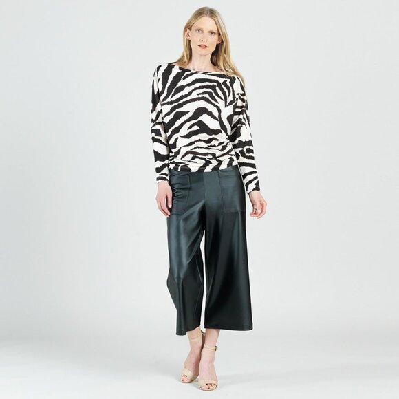 NWT Clara SunWoo COZY KNIT - BOAT NECK SIDE RUCHED SWEATER TOP - ZEBRA Size Medi - Picture 1 of 9